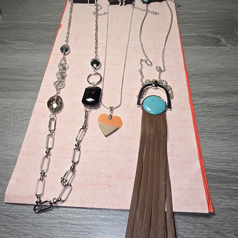 Paparazzi Silver and Black Necklace Set with Turquoise Accent